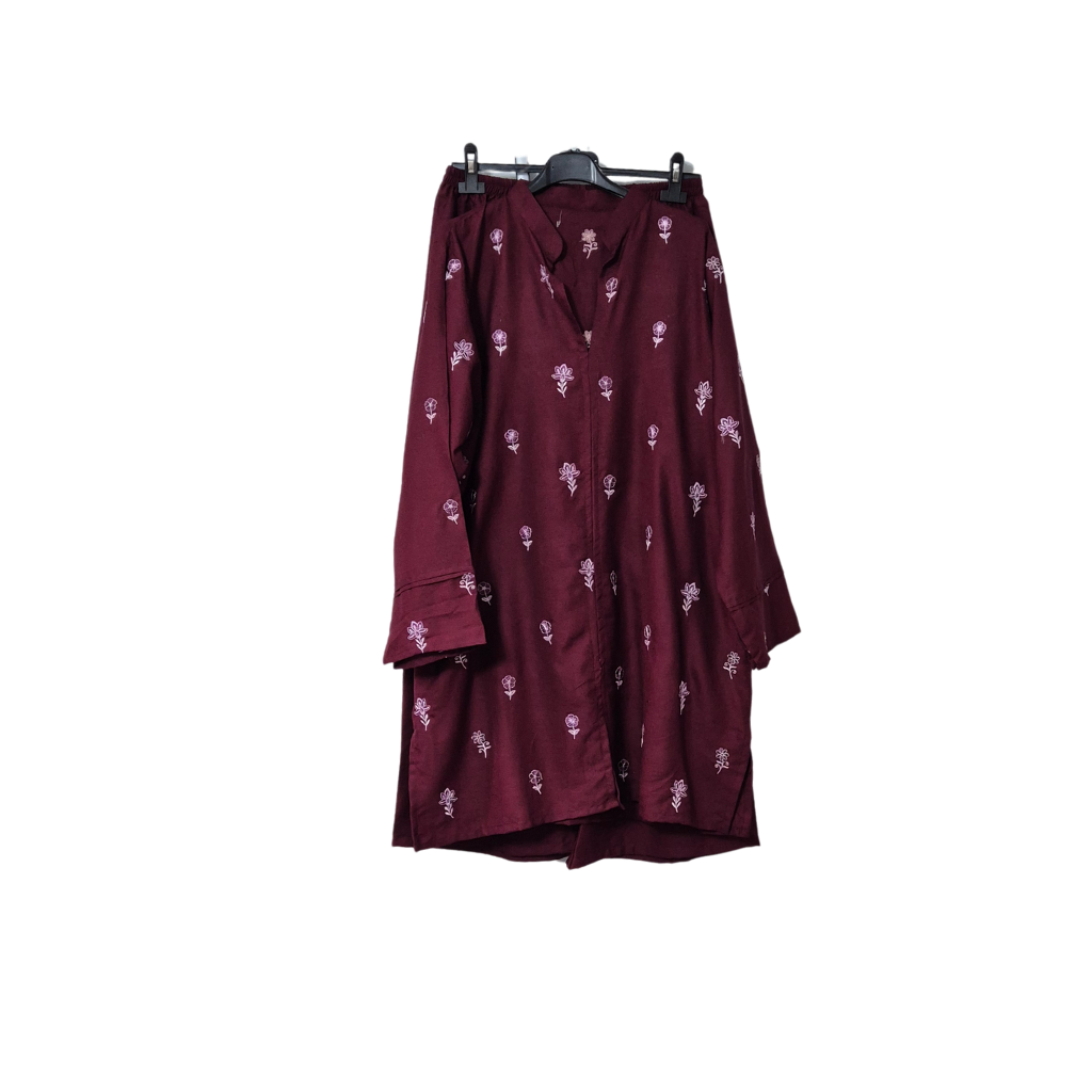 ENYA Embroidered Linen 2 Piece Co Ord Set Relaxed Fit Wide Leg Hipster Trouser
