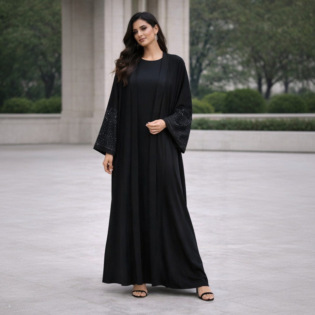 EMILIA Elegant Two-Piece Abaya With Matching Inner Slip Dress