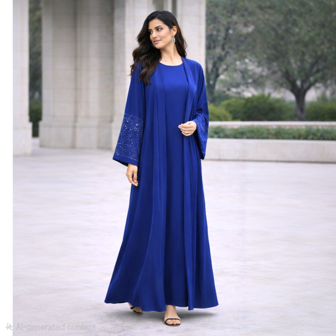 EMILIA Elegant Two-Piece Abaya With Matching Inner Slip Dress