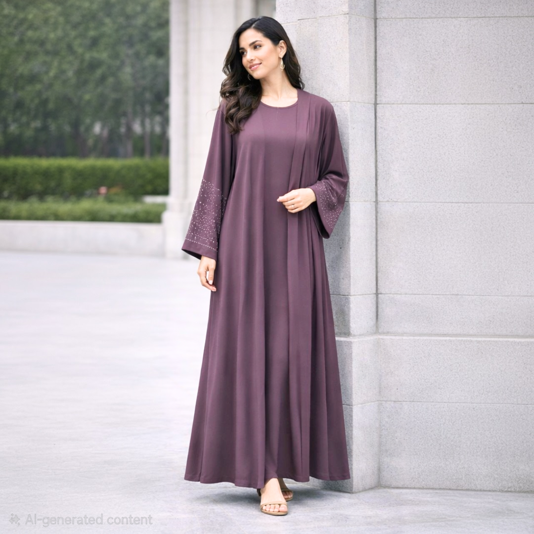 EMILIA Elegant Two-Piece Abaya With Matching Inner Slip Dress