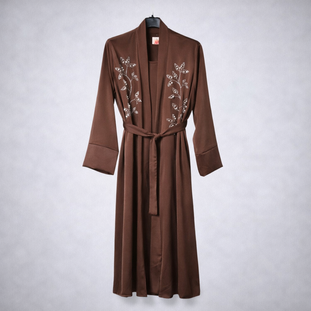 MUSARAT Saudi Style Abaya Kimono With Inner Slip Dress