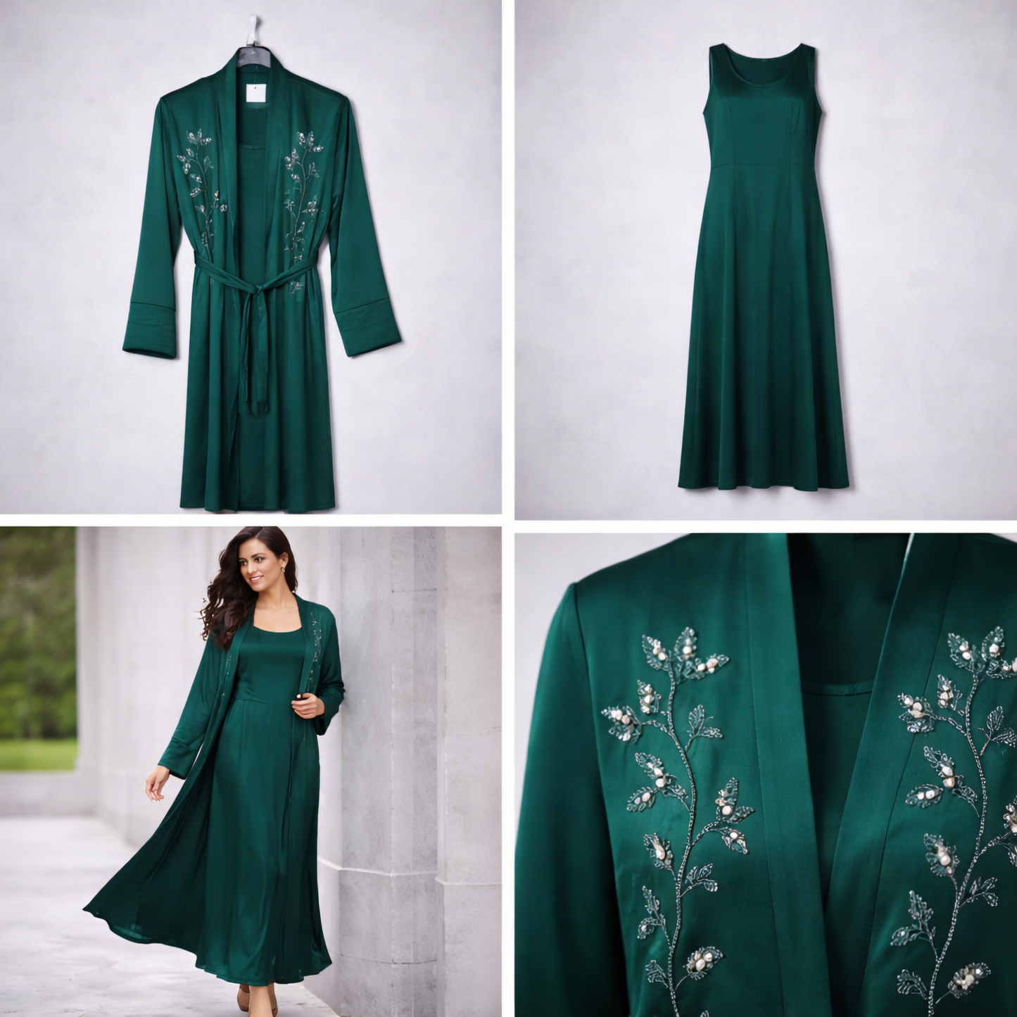 MUSARAT Saudi Style Abaya Kimono With Inner Slip Dress
